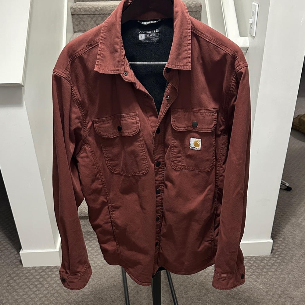 Carhartt Men's fleece lined Brick Red Shirt Jacket